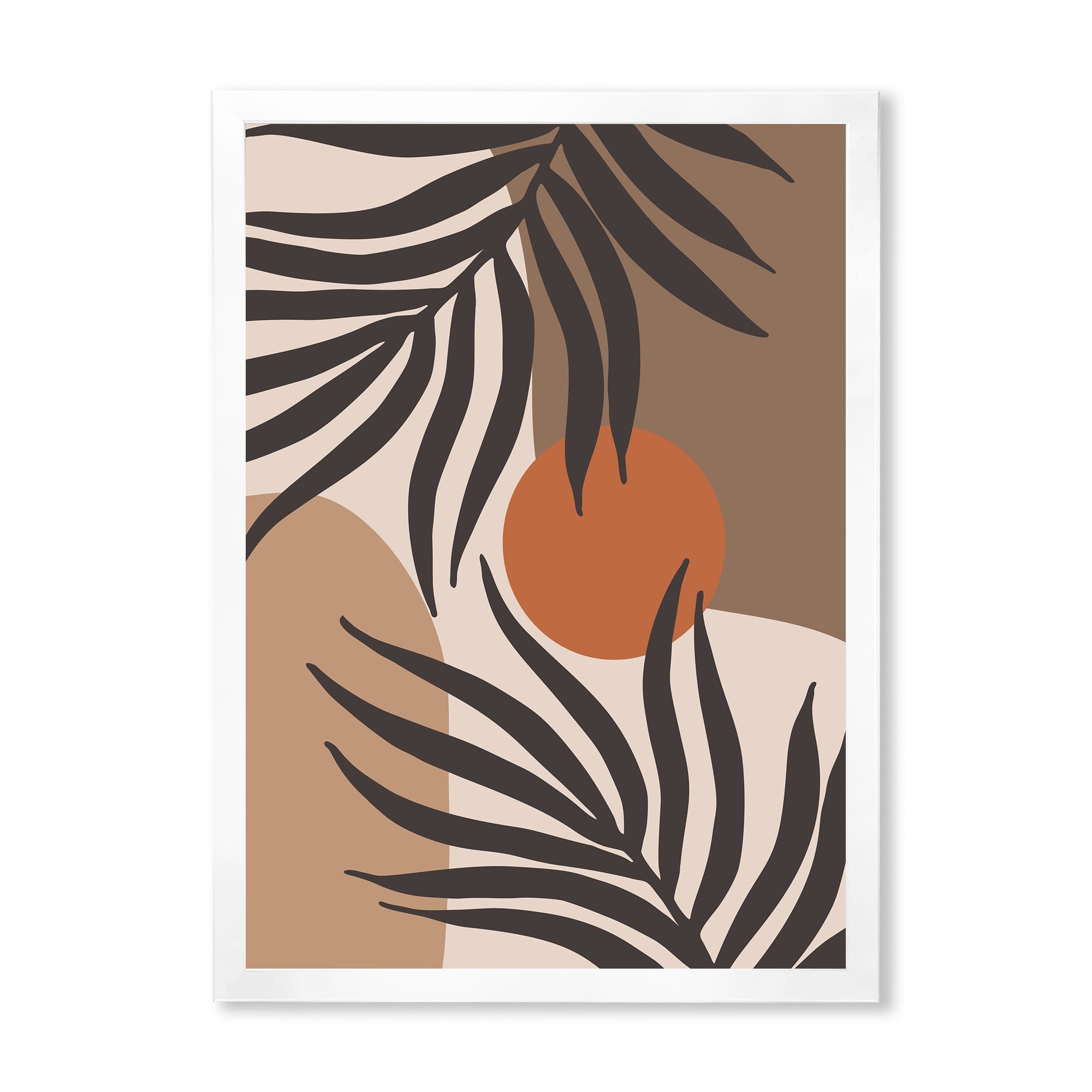 Designart 'Sun and Moon Shapes In Retro Terracotta Tones III' Modern Framed Art Print