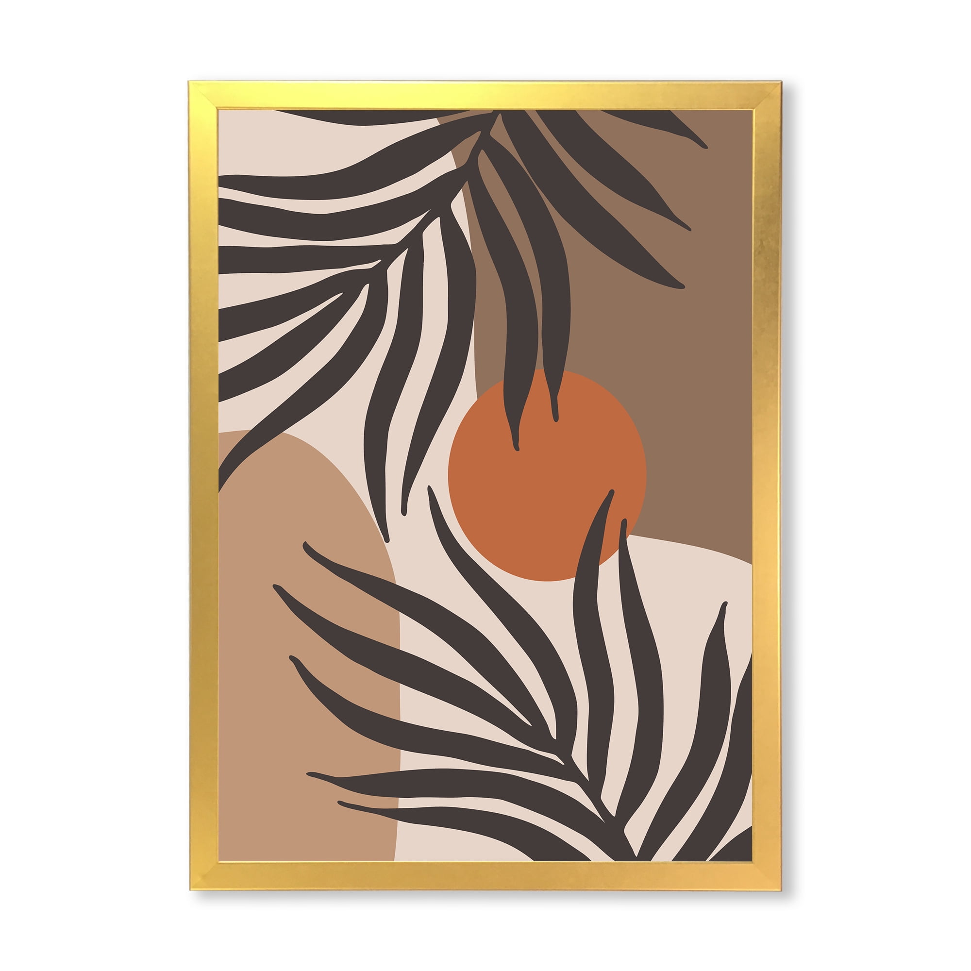 Designart 'Sun and Moon Shapes In Retro Terracotta Tones III' Modern Framed Art Print