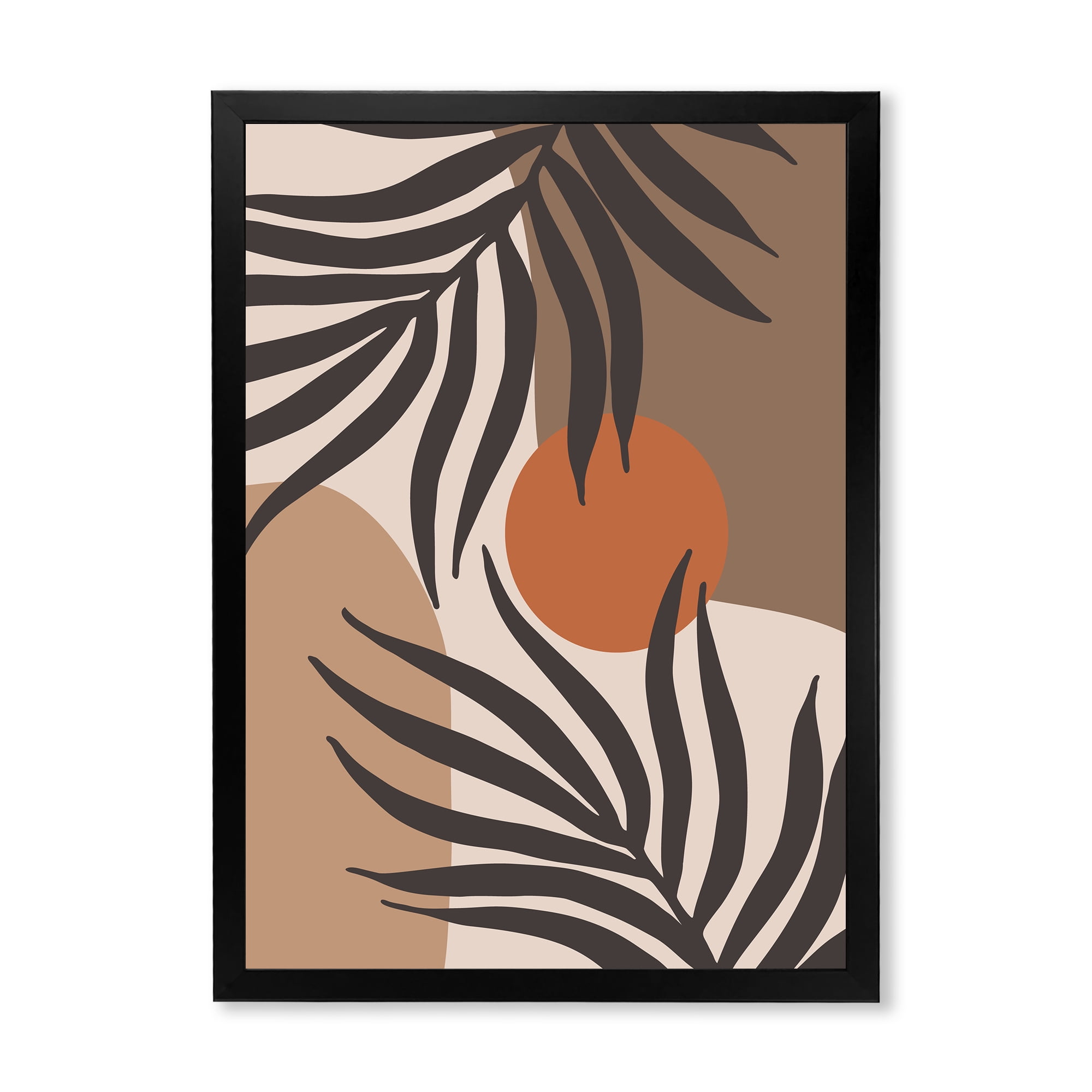 Designart 'Sun and Moon Shapes In Retro Terracotta Tones III' Modern Framed Art Print