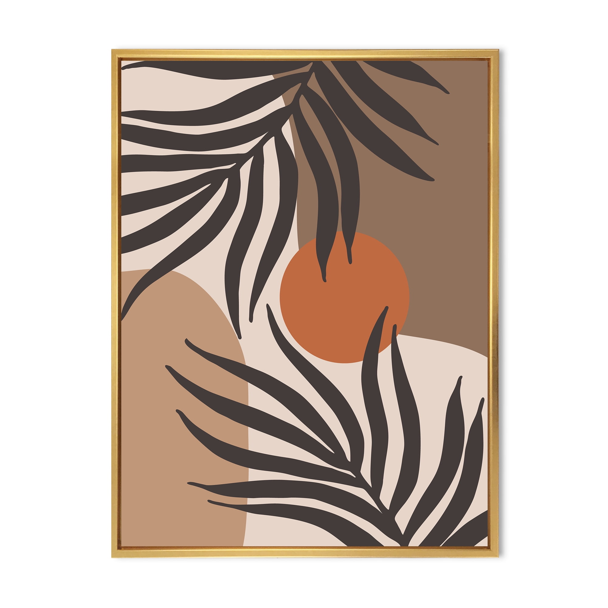 Designart 'Sun and Moon Shapes In Retro Terracotta Tones III' Modern Framed Canvas Wall Art Print