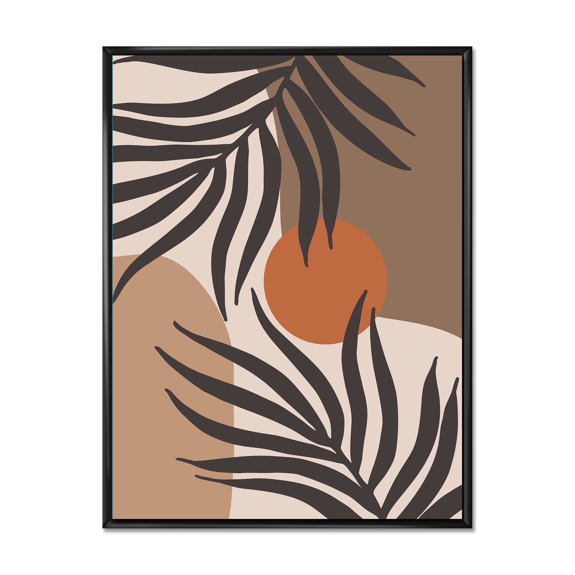 Designart 'Sun and Moon Shapes In Retro Terracotta Tones III' Modern Framed Canvas Wall Art Print