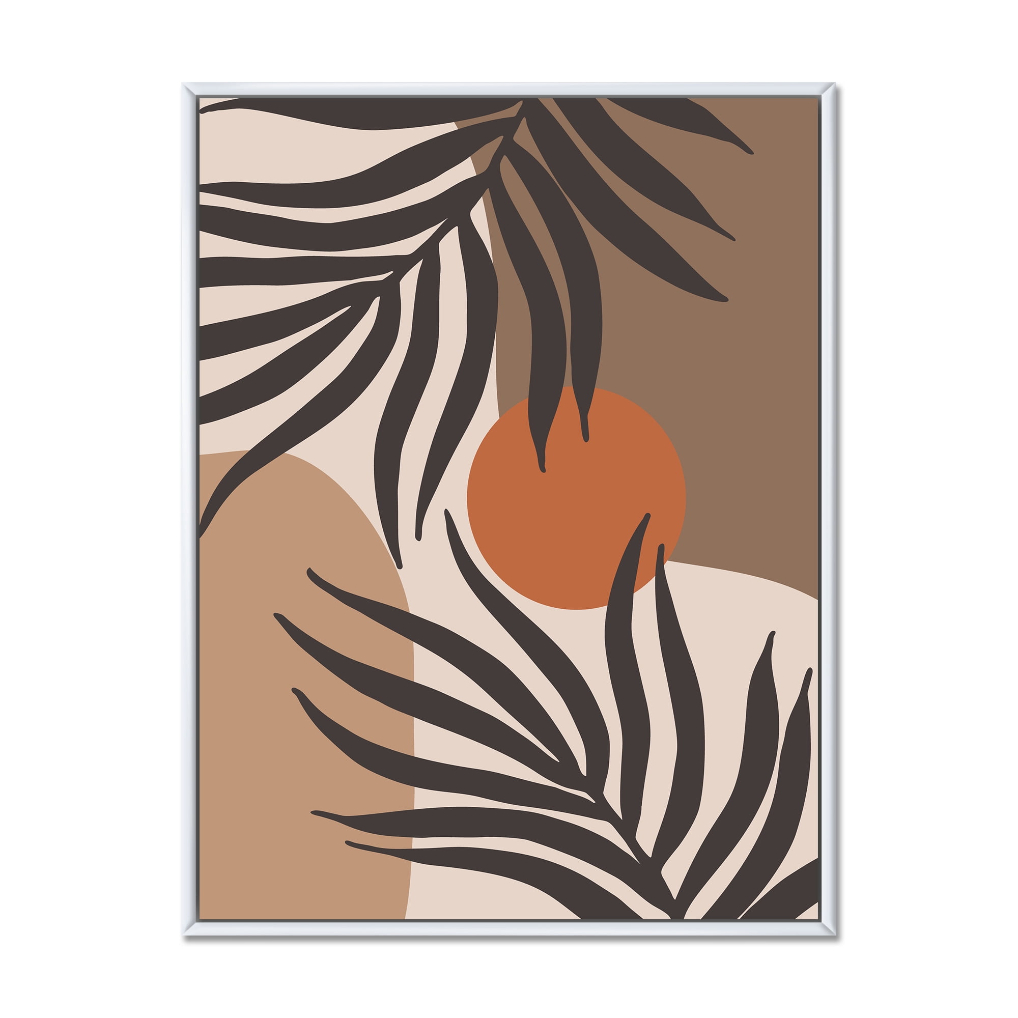 Designart 'Sun and Moon Shapes In Retro Terracotta Tones III' Modern Framed Canvas Wall Art Print