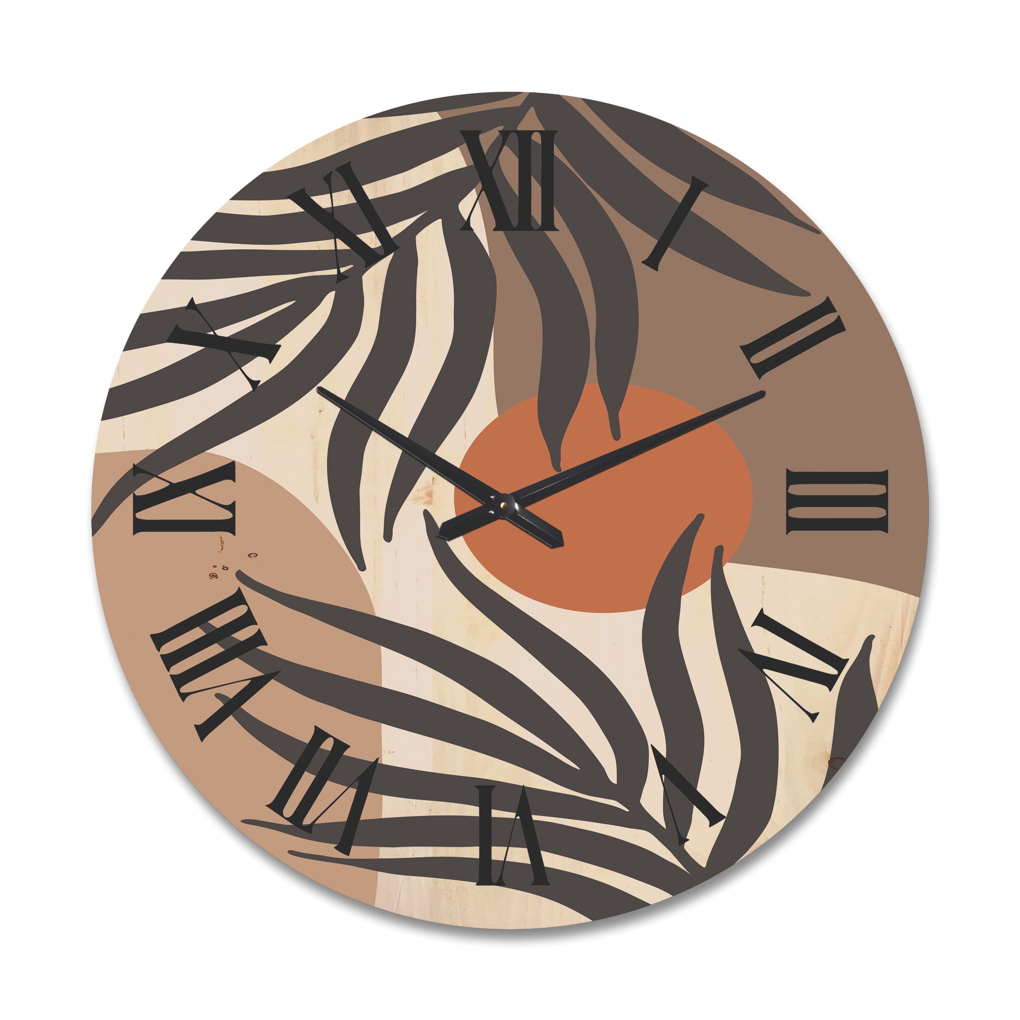 Designart 'Sun and Moon Shapes In Retro Terracotta Tones III' Modern Wood Wall Clock