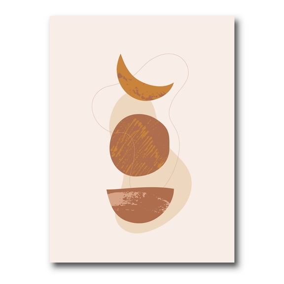 Designart ' Sun and Moon Shapes In Retro Terracotta Tones IV ' Modern Canvas Wall Art Print