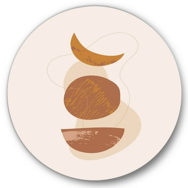 Designart 'Sun and Moon Shapes In Retro Terracotta Tones IV' Modern Circle Metal Wall Art 36x36 - Disc of 36