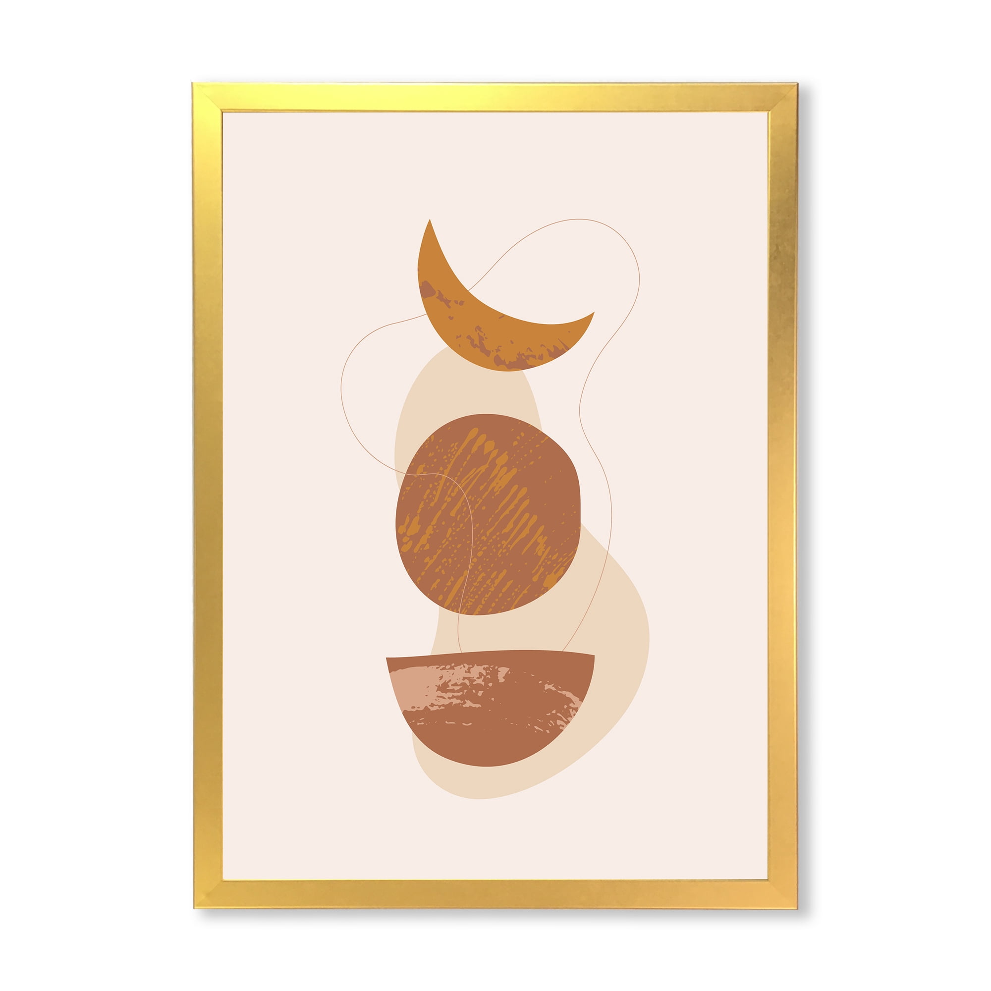 Designart 'Sun and Moon Shapes In Retro Terracotta Tones IV' Modern Framed Art Print
