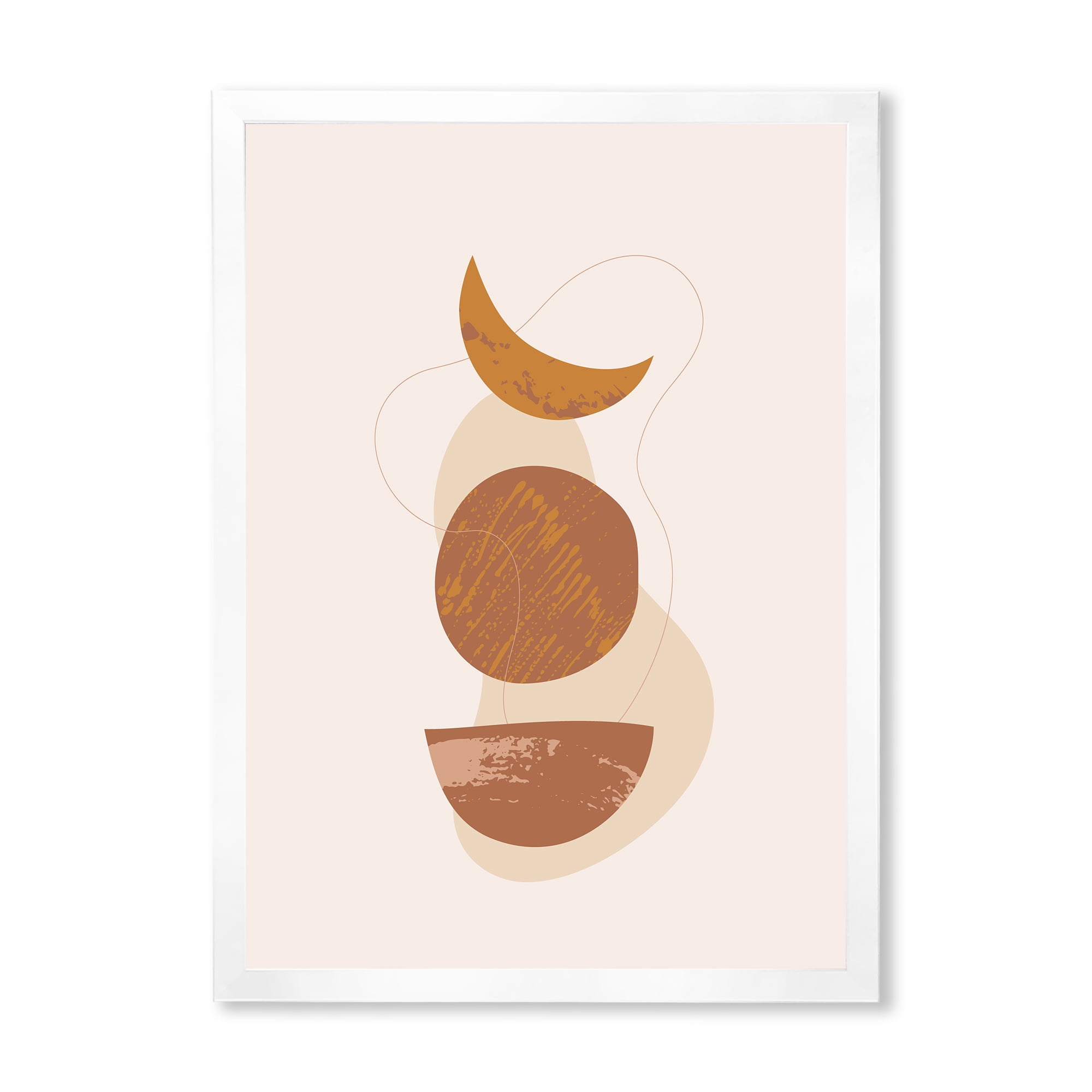 Designart 'Sun and Moon Shapes In Retro Terracotta Tones IV' Modern Framed Art Print