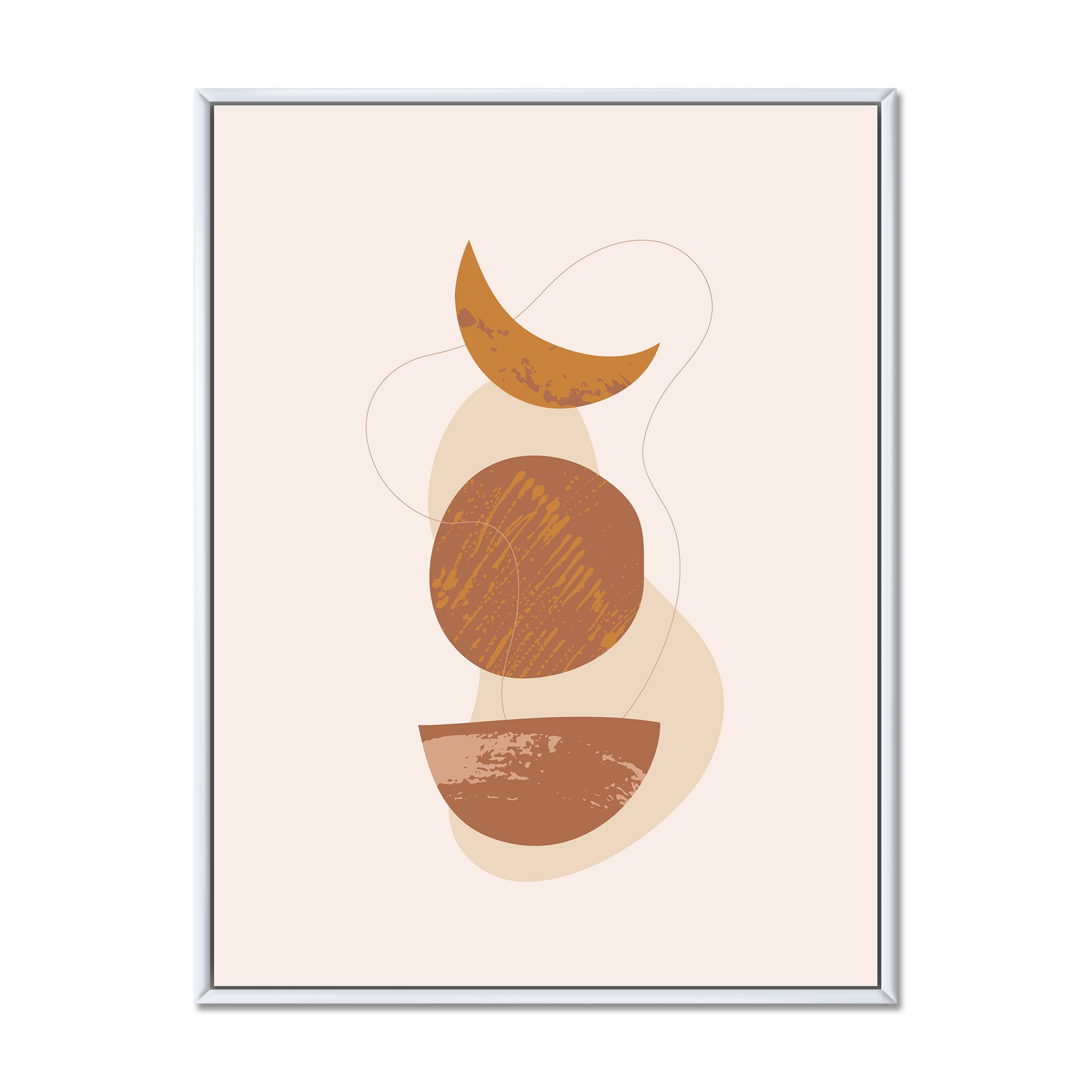 Designart 'Sun and Moon Shapes In Retro Terracotta Tones IV' Modern Framed Canvas Wall Art Print