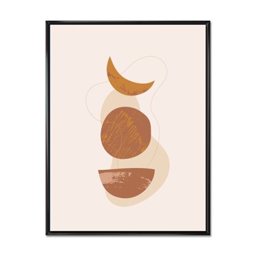 Designart 'Sun and Moon Shapes In Retro Terracotta Tones IV' Modern Framed Canvas Wall Art Print