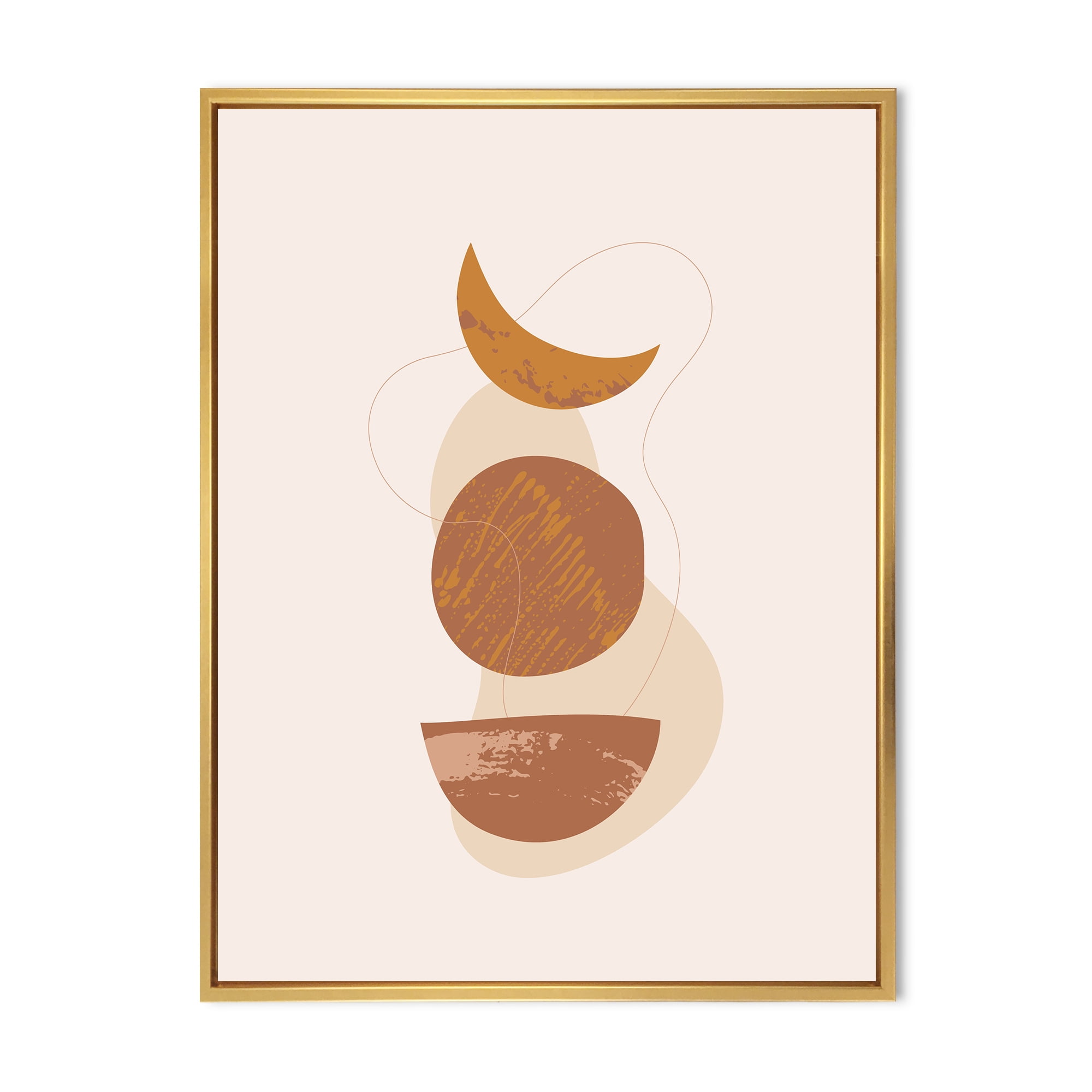Designart 'Sun and Moon Shapes In Retro Terracotta Tones IV' Modern Framed Canvas Wall Art Print