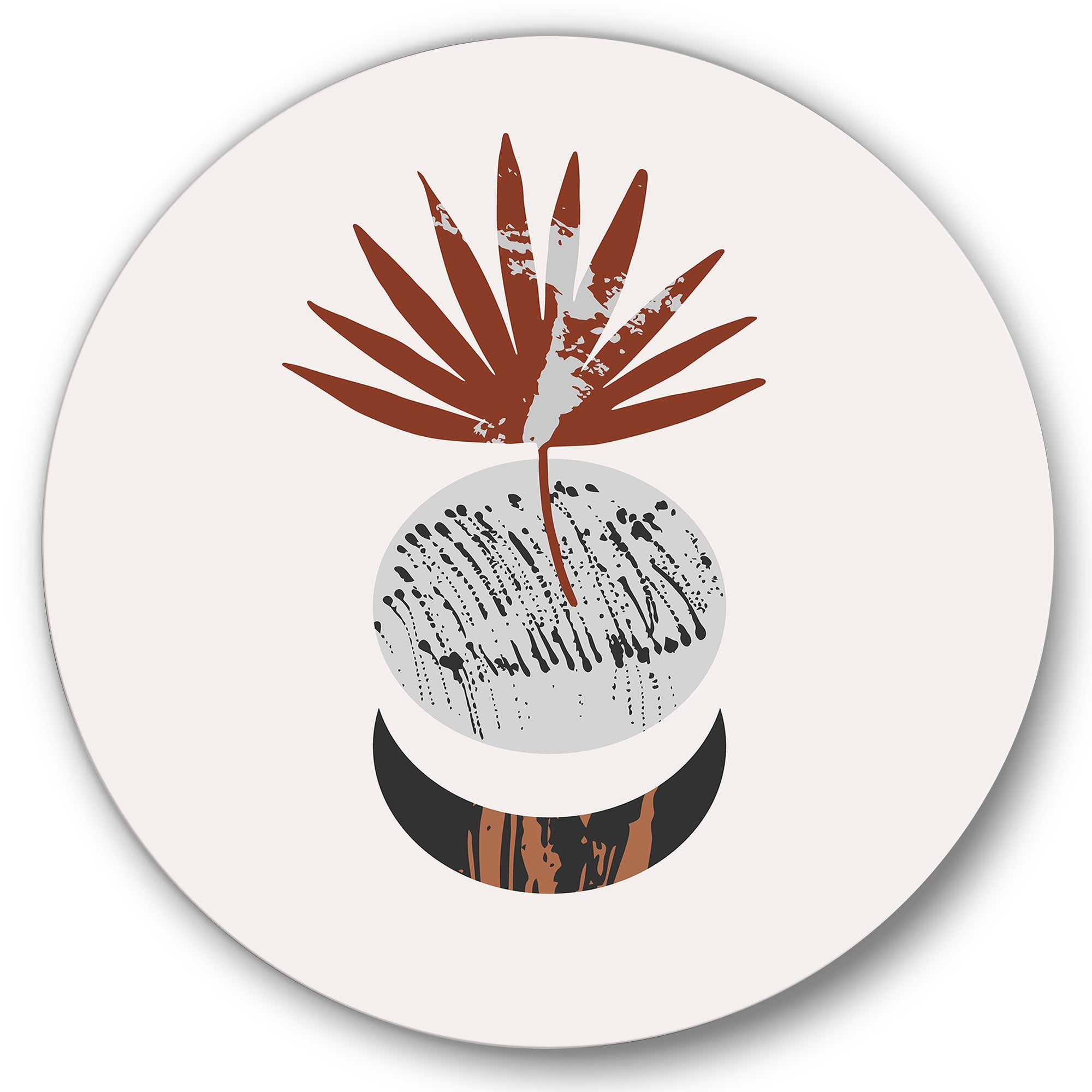 Designart 'Sun and Moon Shapes In Retro Terracotta Tones V' Modern Circle Metal Wall Art 36x36 - Disc of 36