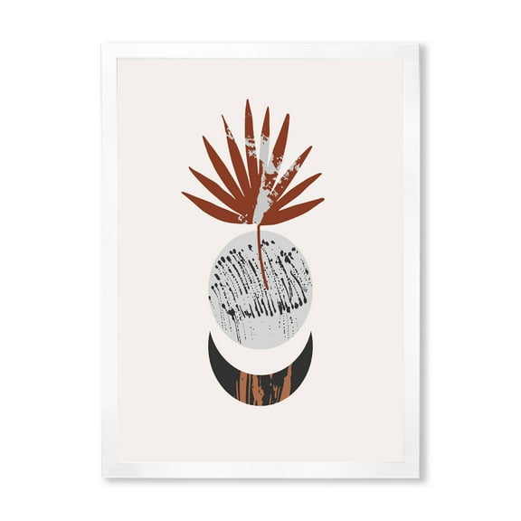 Designart 'Sun and Moon Shapes In Retro Terracotta Tones V' Modern Framed Art Print