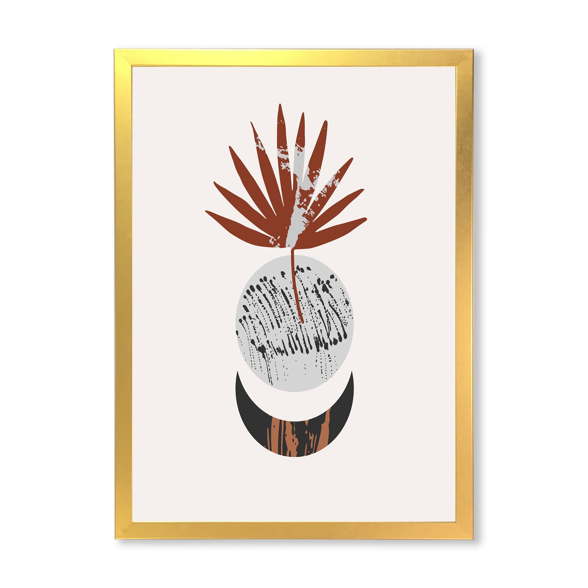 Designart 'Sun and Moon Shapes In Retro Terracotta Tones V' Modern Framed Art Print