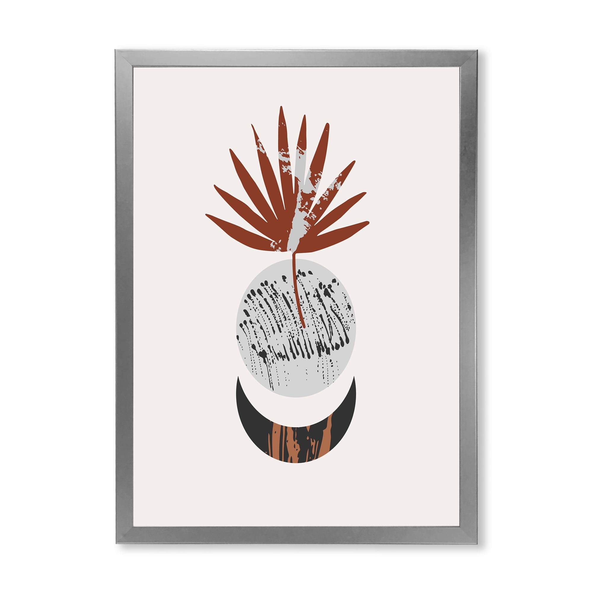 Designart 'Sun and Moon Shapes In Retro Terracotta Tones V' Modern Framed Art Print
