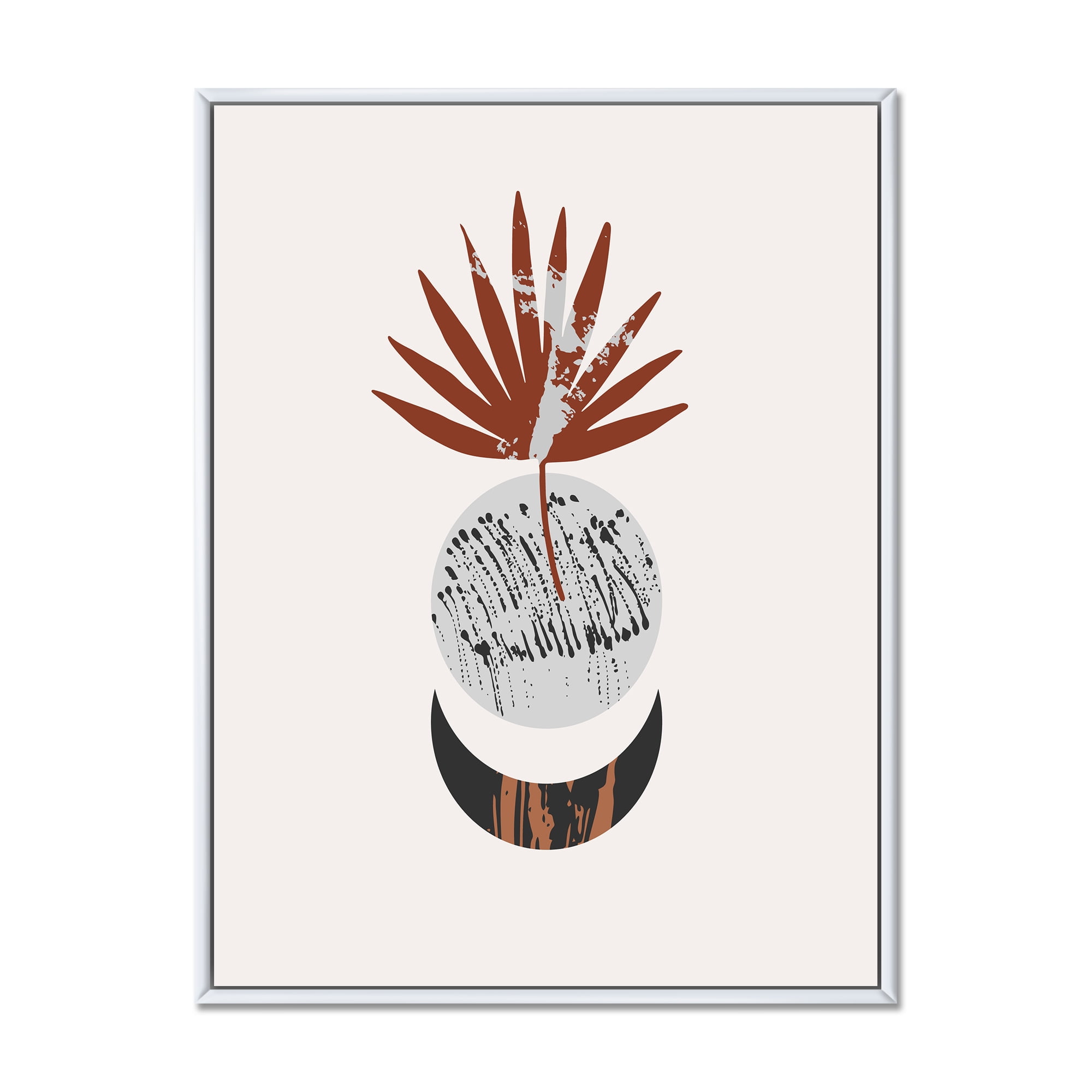 Designart 'Sun and Moon Shapes In Retro Terracotta Tones V' Modern Framed Canvas Wall Art Print