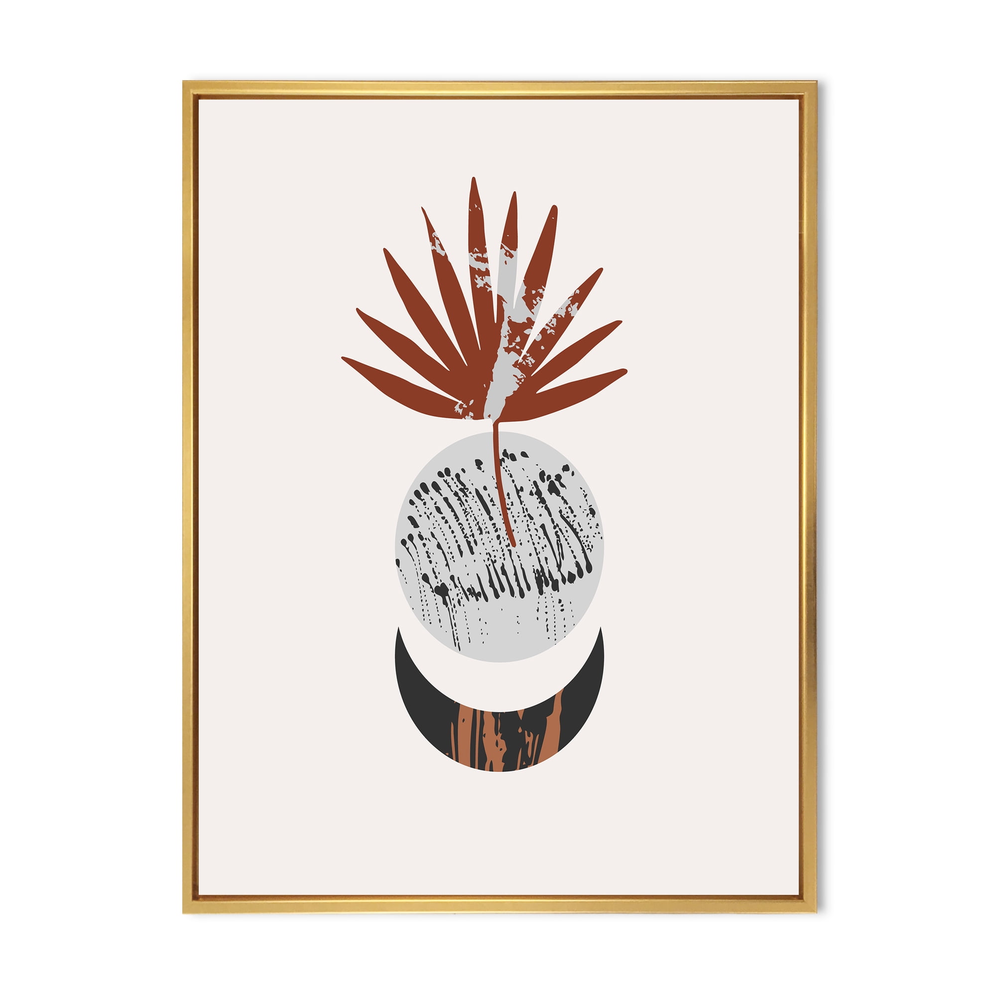 Designart 'Sun and Moon Shapes In Retro Terracotta Tones V' Modern Framed Canvas Wall Art Print