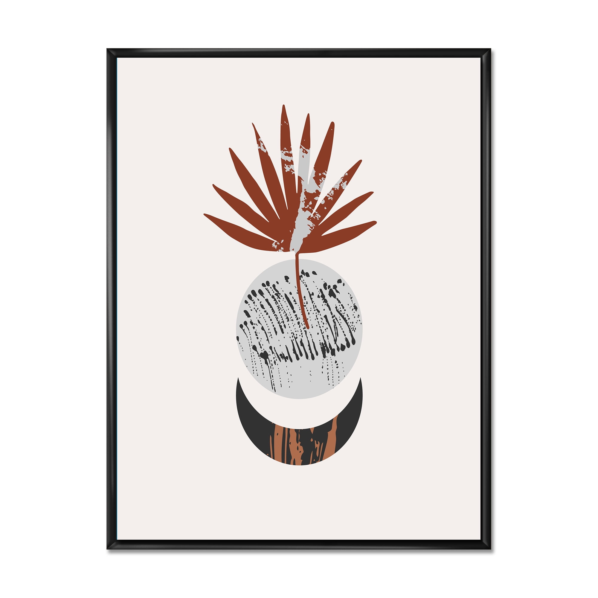 Designart 'Sun and Moon Shapes In Retro Terracotta Tones V' Modern Framed Canvas Wall Art Print