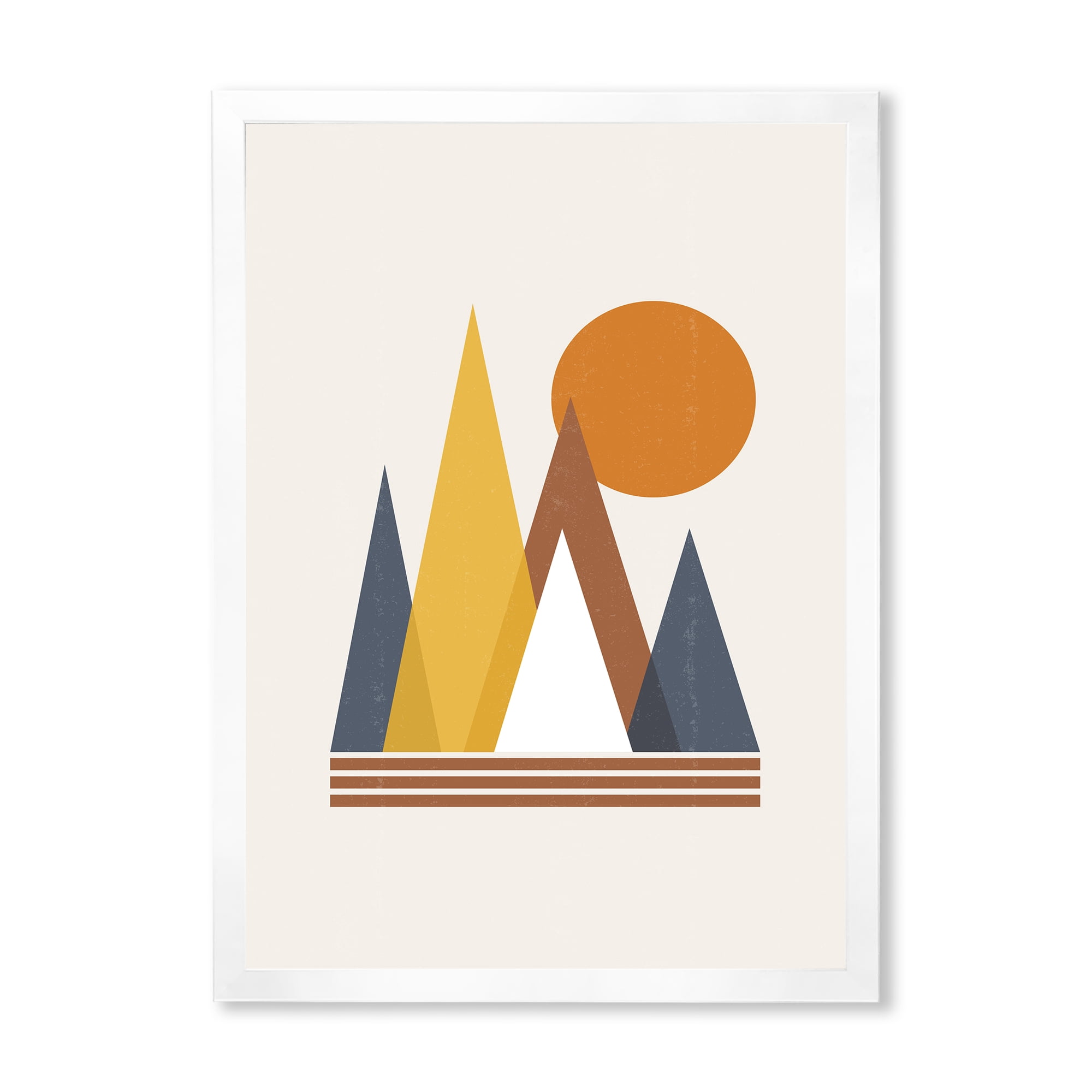 Designart 'Sun and Mountain Abstract' Modern Framed Art Print