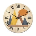 thumbnail image 1 of Designart 'Sun and Mountain Abstract' Modern Wood Wall Clock, 1 of 5