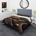 thumbnail image 1 of Designart "Sunburst Geode in Black and Orange Citrine I" Stone Geode Bedding Covert Set - Landscapes Black Traditional Bed Set With 2 Shams, 1 of 5