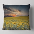 thumbnail image 1 of Designart Sunflower Sunset with Cloudy Sky - Landscape Printed Throw Pillow - 16x16, 1 of 4