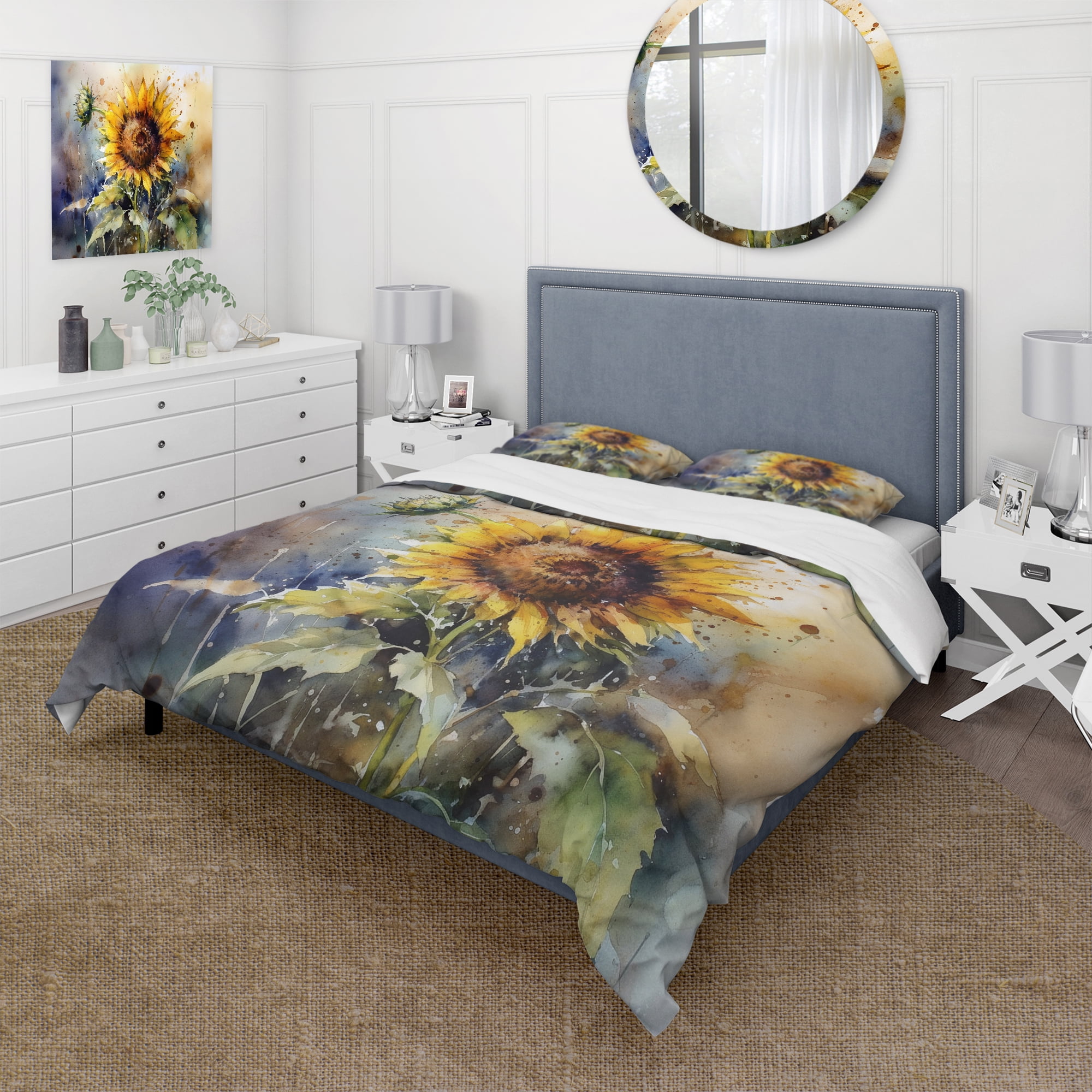 Yellow Sunflower Symphony Twin Microfiber Duvet Cover Set