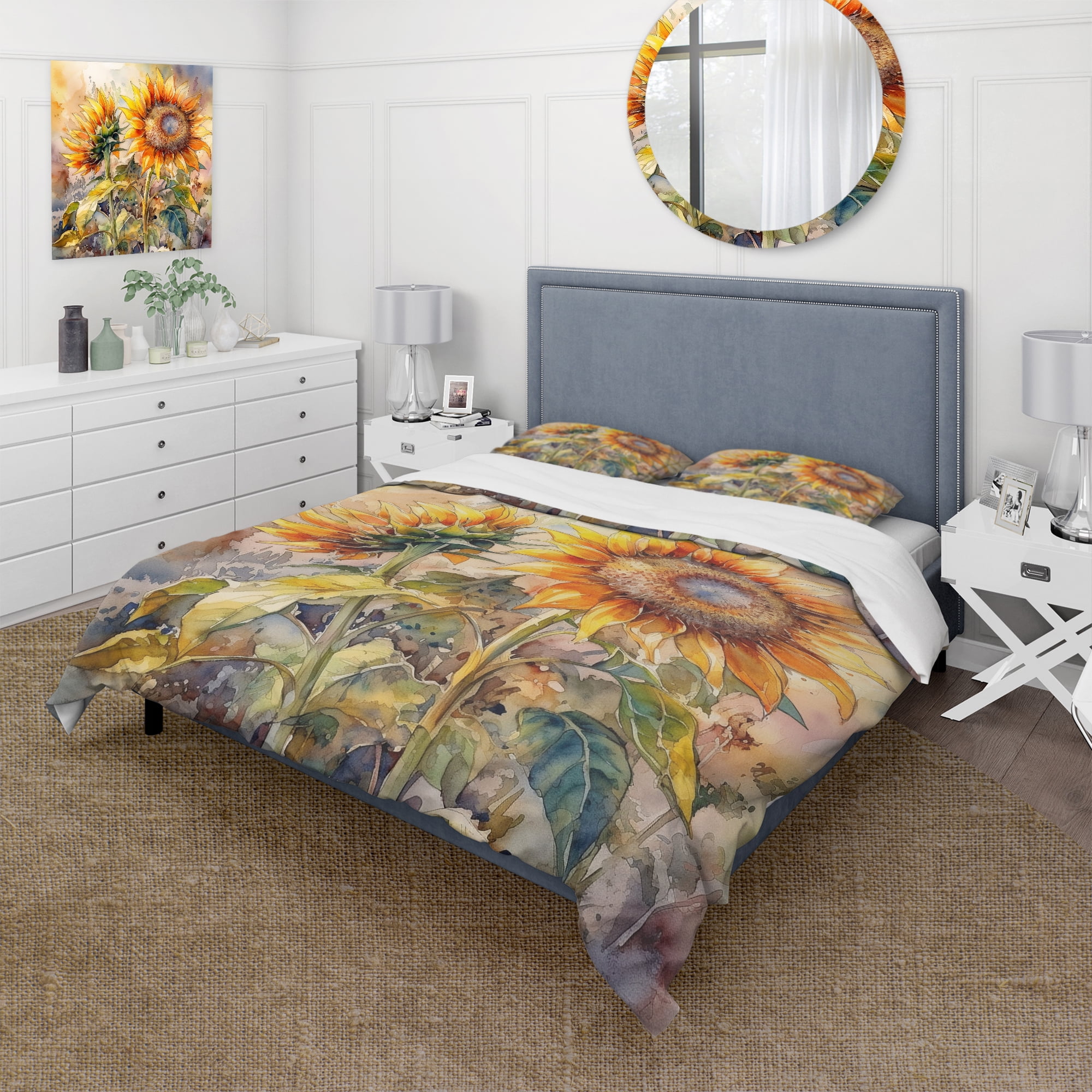 Designart "Sunflower Symphony Yellow III" Floral Sunflower Bedding