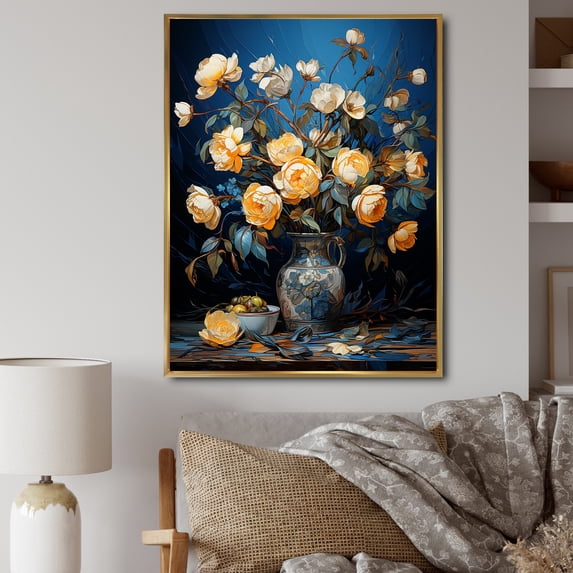 Designart "Sunflowers Van Gogh s Timeless Masterpiece I" Floral & Botanical Floater Framed Canvas Print