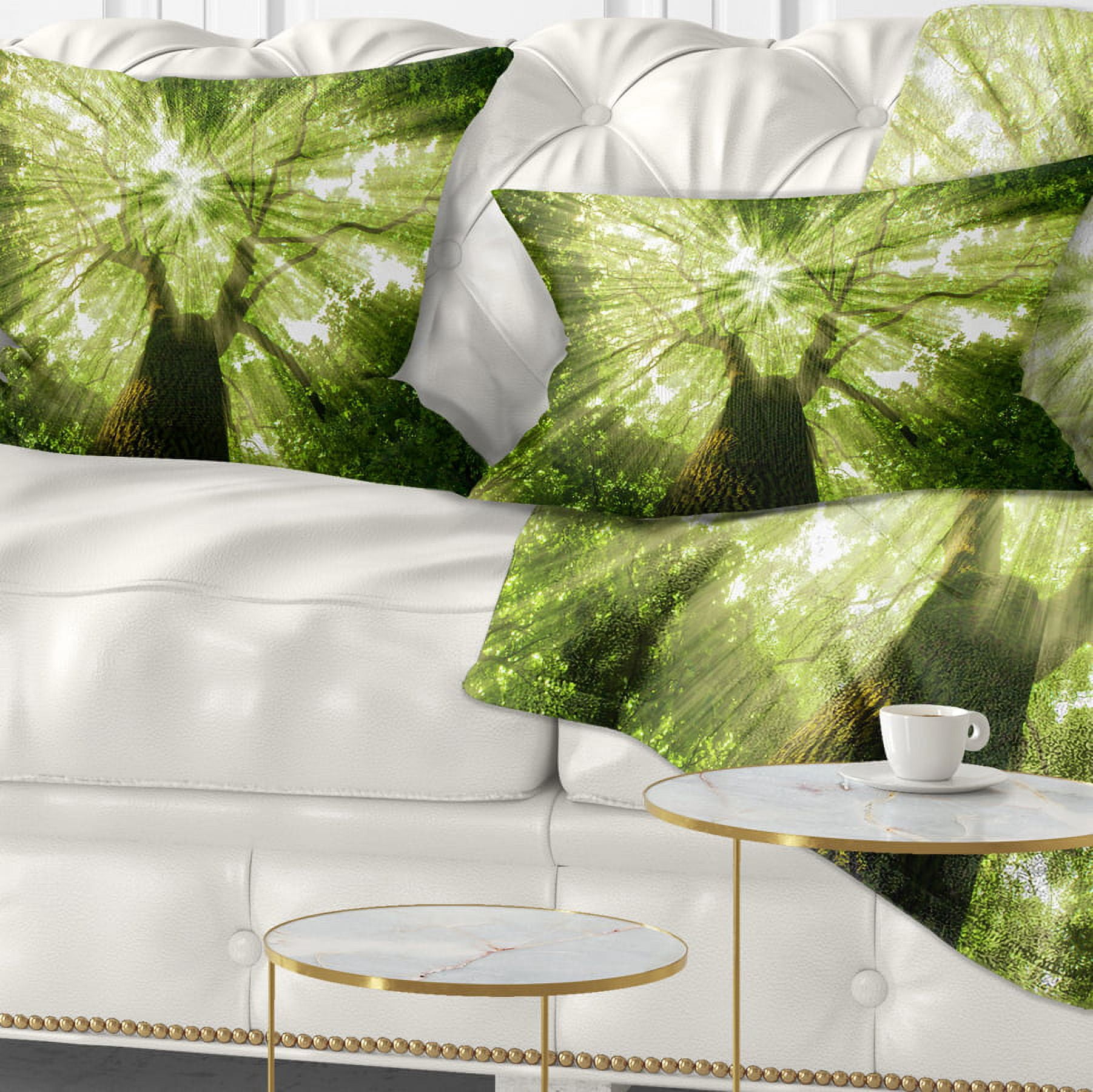 Designart Sunlight Peeking through Green Tree - Landscape Printed Throw Pillow - 12x20