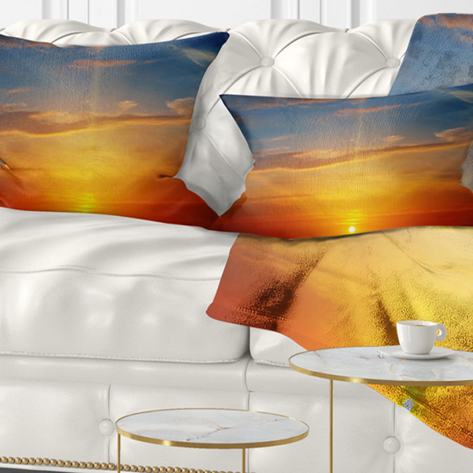 Designart Sunlight in Sky above Horizon - Oversized Beach Throw Pillow - 12x20