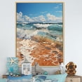 thumbnail image 1 of Designart "Sunlit Coastline Beach Photo X" Nautical & Beach Floater Framed Wall Art Living Room, 1 of 7