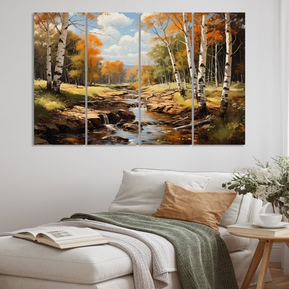 Designart "Sunlit Grove Birch Woods III" Tree Birch Wall Art Prints Set