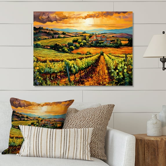Designart "Sunlit Vineyards in the Style of Van Gogh I" Vangogh Metal Art Print