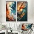 thumbnail image 1 of Designart "Sunlit Waves Beach Photo III" Coastal Beach Framed Wall Art Set Of 2 - Orange Beach Framed Canvas Set For Living Room Decor, 1 of 7