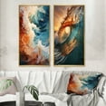 thumbnail image 1 of Designart "Sunlit Waves Beach Photo III" Coastal Beach Framed Wall Art Set Of 2 - Orange Beach Framed Canvas Set For Living Room Decor, 1 of 7