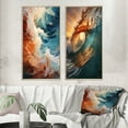 thumbnail image 1 of Designart "Sunlit Waves Beach Photo III" Coastal Beach Framed Wall Art Set Of 2 - Orange Beach Framed Canvas Set For Living Room Decor, 1 of 7