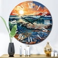thumbnail image 1 of Designart "Sunlit Waves Beach Photo XI" Nautical & Beach Oversized Wall Clock, 1 of 5