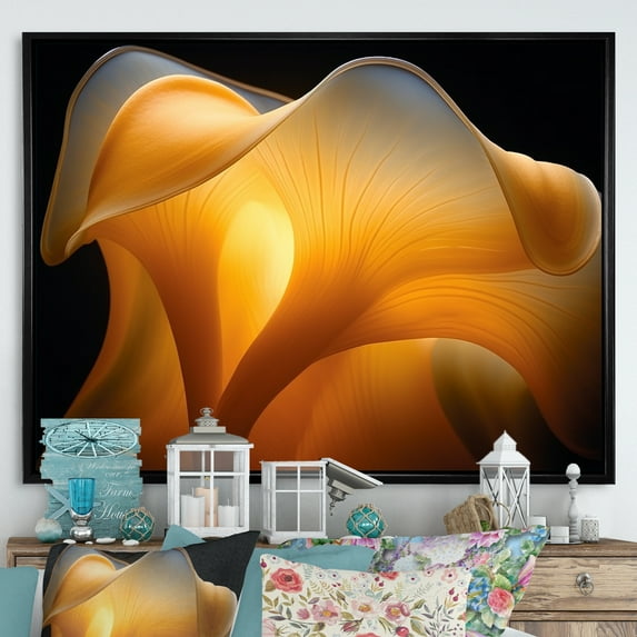 Designart "Sunlit Yellow Floral Portrait" Flowers Floater Framed Canvas Art Print