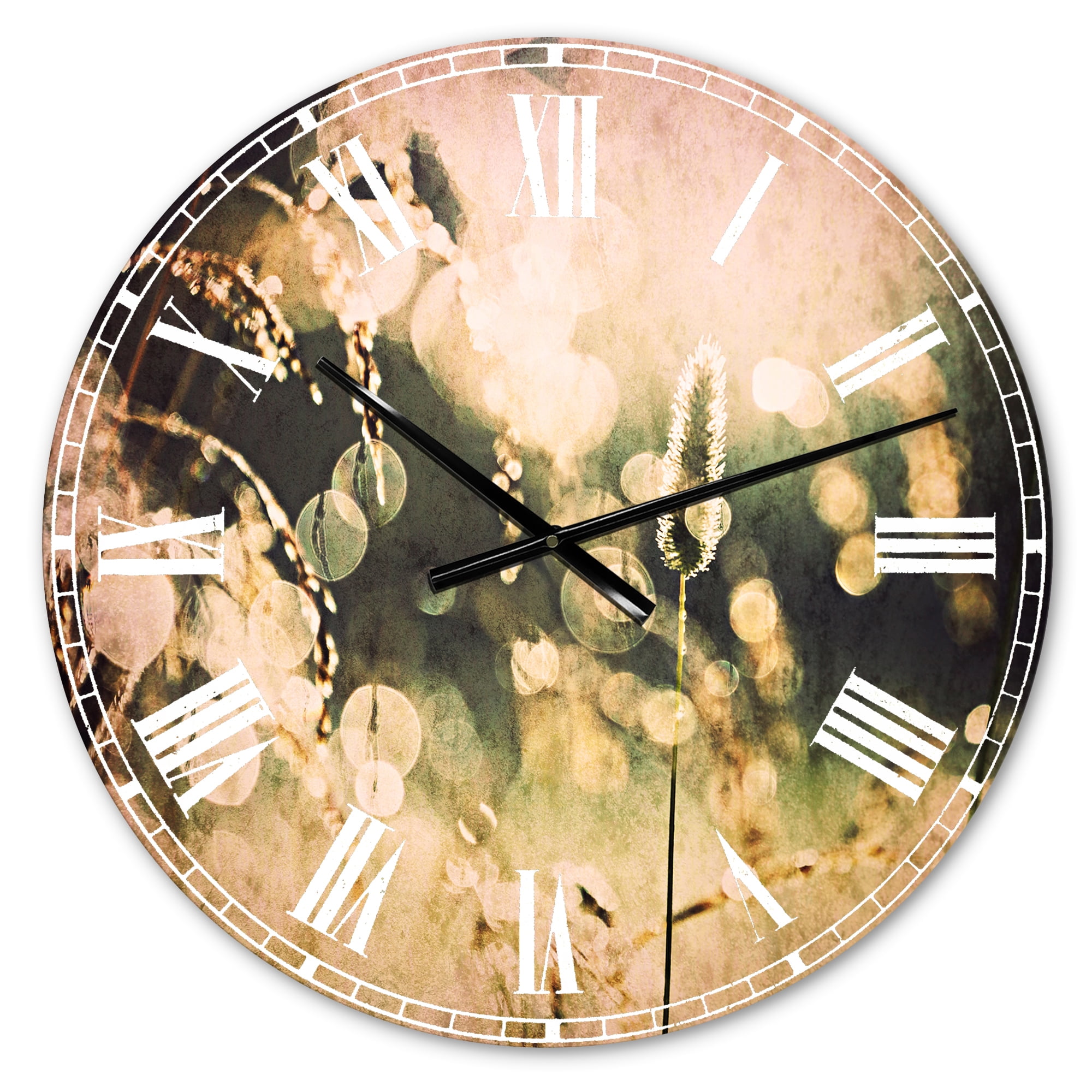 Designart 'Sunny Meadow with Wild Flowers' Traditional wall clock