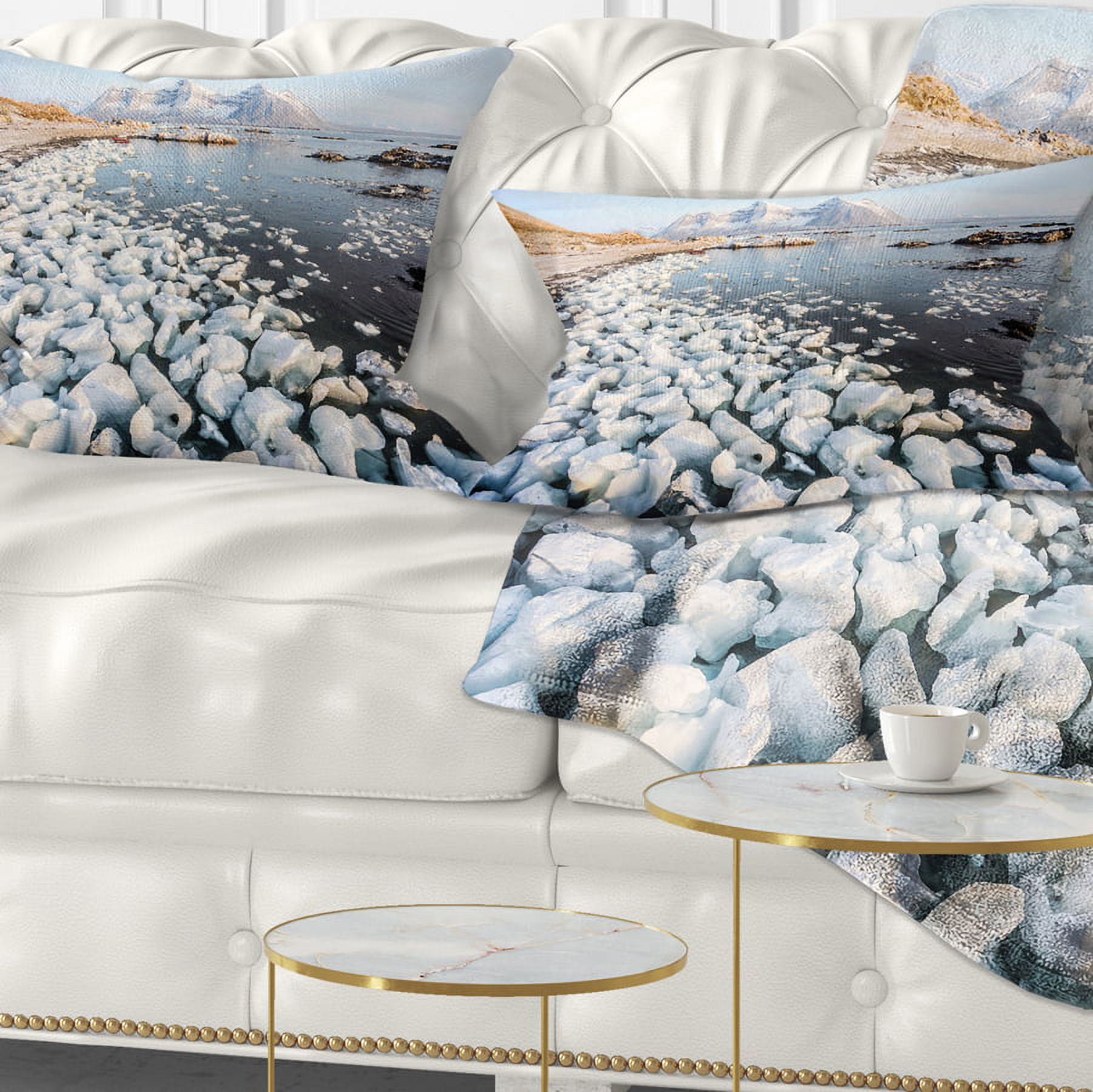 Designart Sunny Morning in Arctic Spitsbergen - Landscape Printed Throw Pillow - 12x20