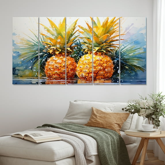 Designart "Sunny Pineapple Delight" Food & Beverage Metal Wall Décor Set