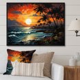 thumbnail image 1 of Designart "Sunrise Amidst Palm Trees I" Beach Floater Framed Canvas Art Print, 1 of 7