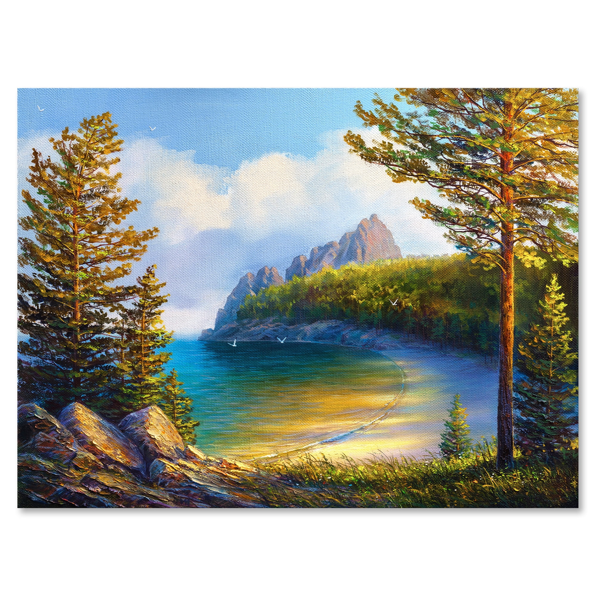 Designart ' Sunrise By The Wild Beach ' Nautical & Coastal Canvas Wall Art Print