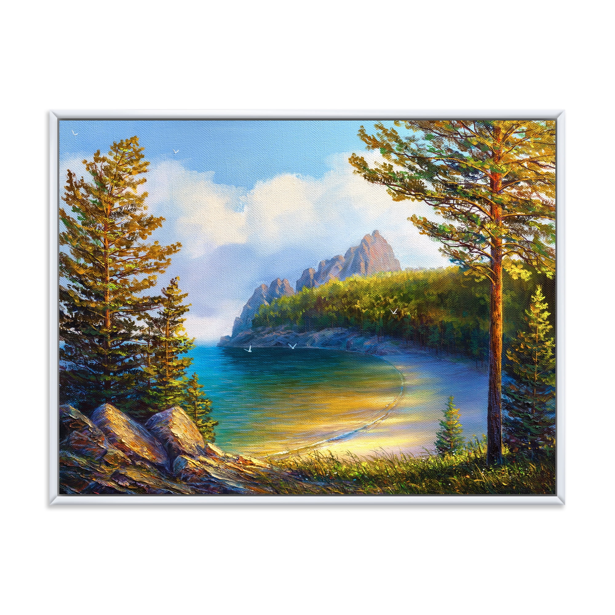Designart 'Sunrise By The Wild Beach' Nautical & Coastal Framed Canvas Wall Art Print