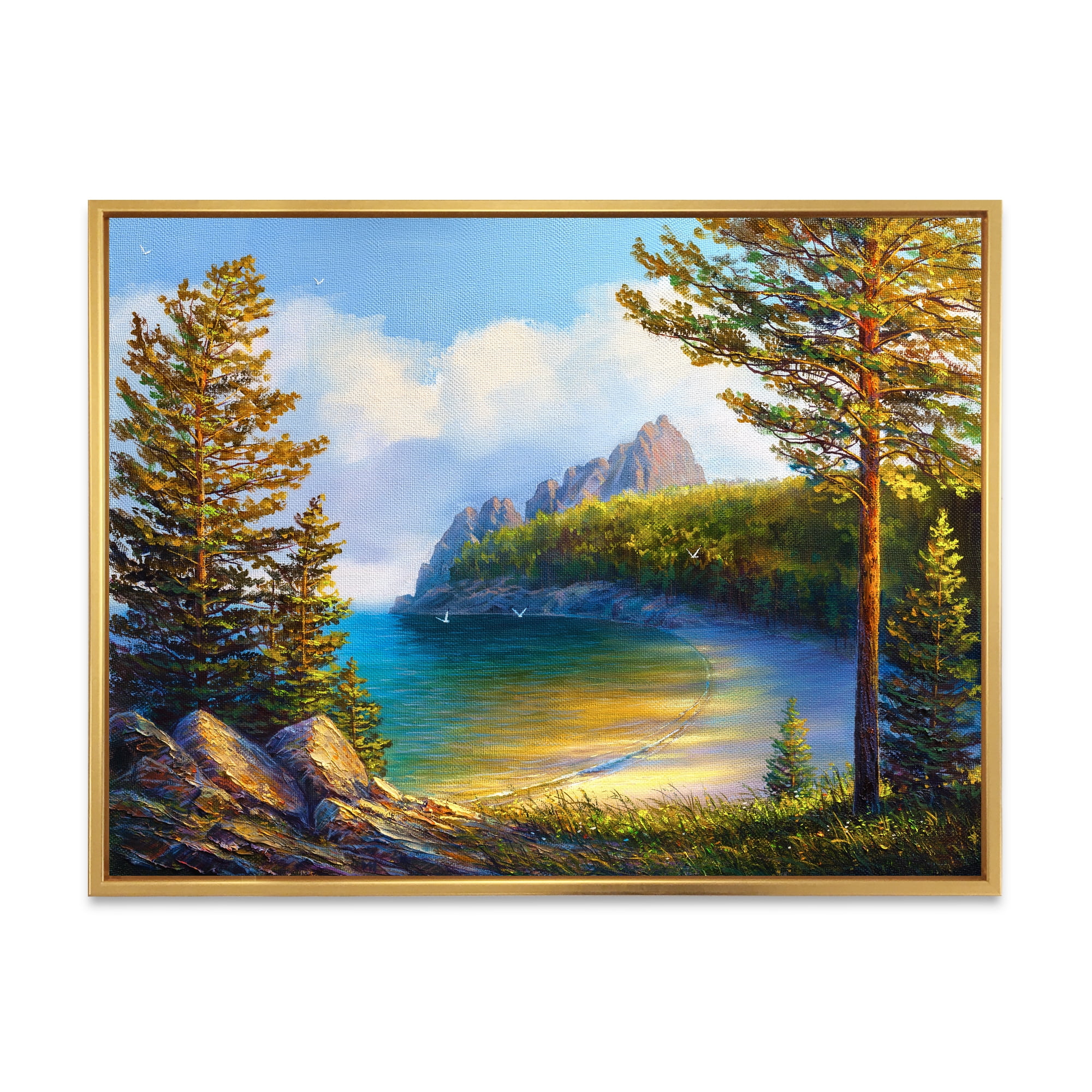 Designart 'Sunrise By The Wild Beach' Nautical & Coastal Framed Canvas Wall Art Print