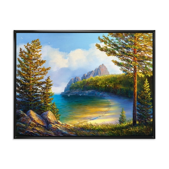 Designart 'Sunrise By The Wild Beach' Nautical & Coastal Framed Canvas Wall Art Print