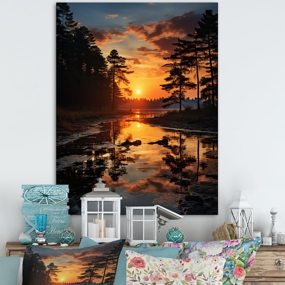 Designart "Sunrise Calm" Landscape & Nature Wall Decor
