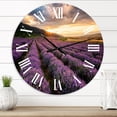 thumbnail image 1 of Designart 'Sunrise & Dramatic Clouds Over Lavender Field Vi' Farmhouse Wall Clock, 1 of 5