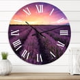 thumbnail image 1 of Designart 'Sunrise & Dramatic Clouds Over Lavender Field Xiii' Farmhouse Wall Clock, 1 of 5