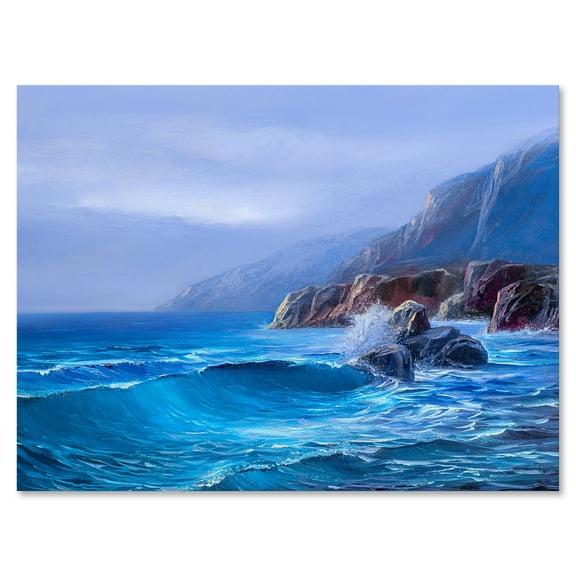 Designart ' Sunrise Glow On Sea Wave Paints On A Canvas ' Nautical & Coastal Canvas Wall Art Print
